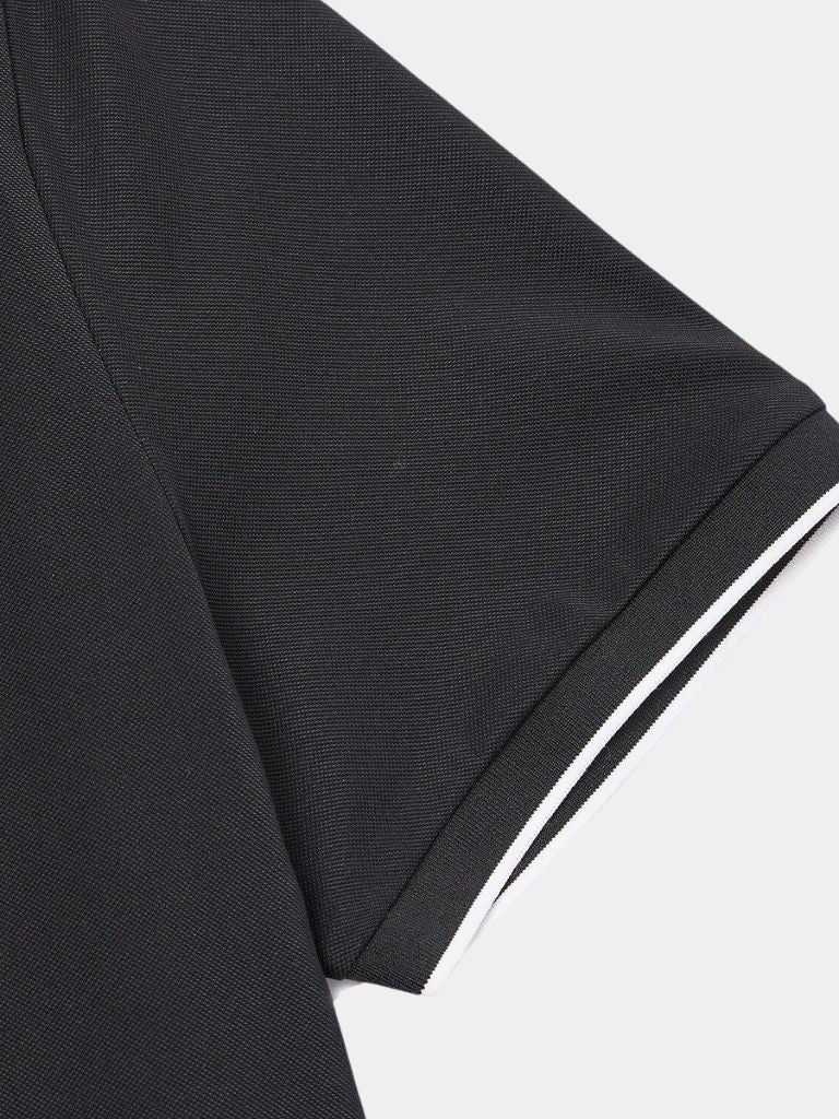 Grant - Black Zip Collar Polo