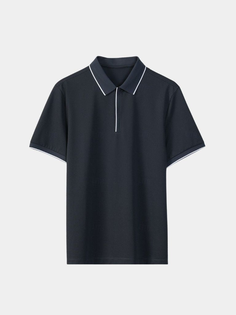 Grant - Black Zip Collar Polo