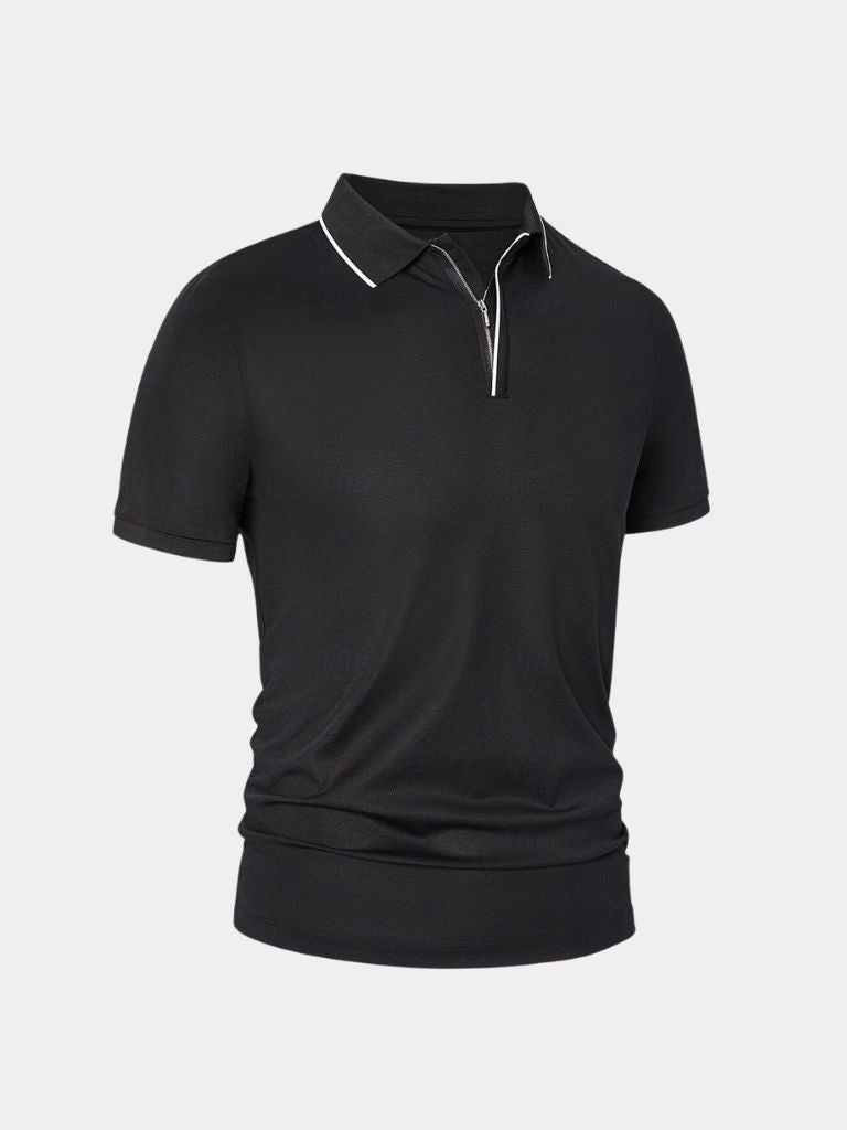 Grant - Black Zip Collar Polo
