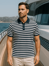 Greg - Dark Blue Striped Polo