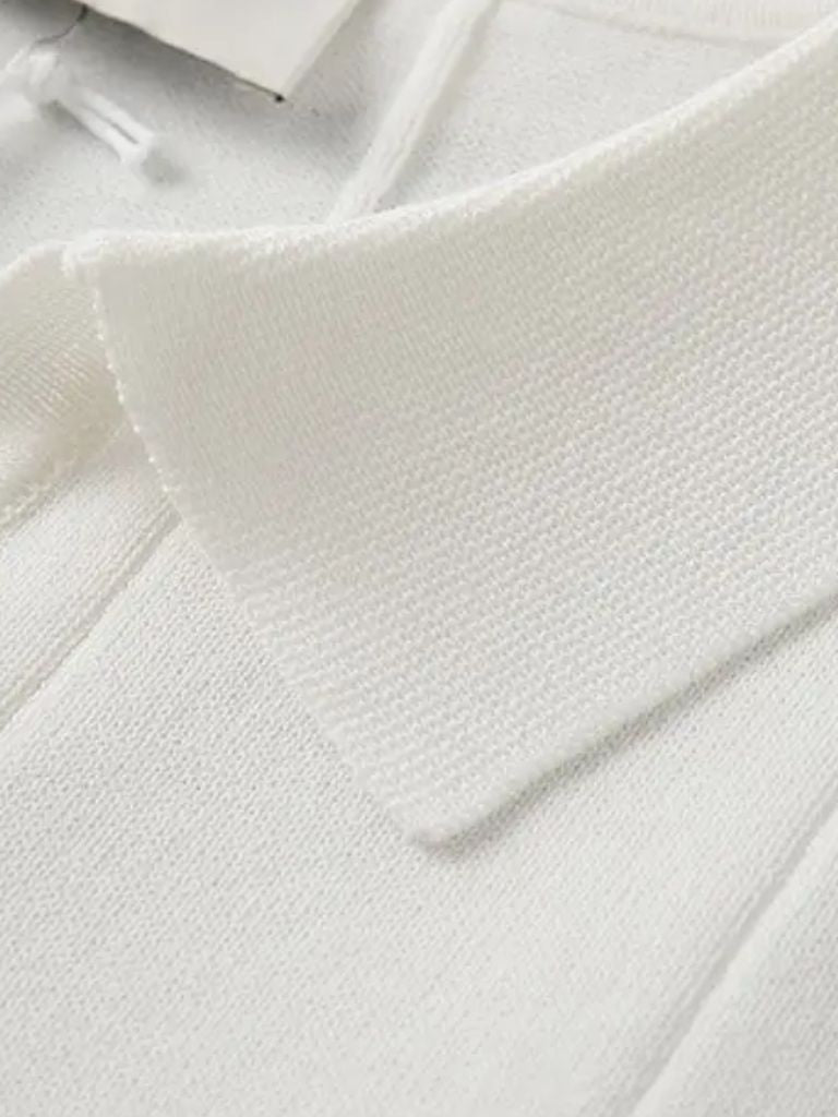 Jeremy - Blue Textured Open Collar Polo