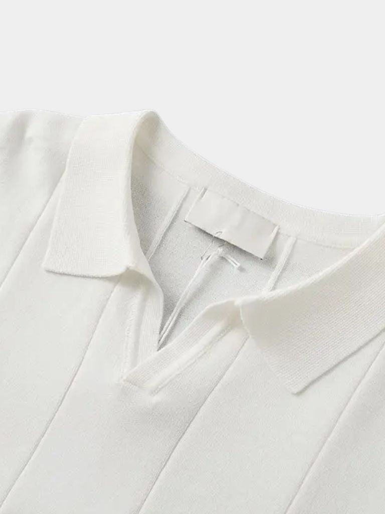 Jeremy - Blue Textured Open Collar Polo