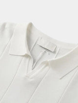 Jeremy - Blue Textured Open Collar Polo