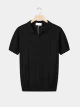 Jeremy - Blue Textured Open Collar Polo