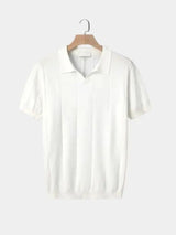 Jeremy - Blue Textured Open Collar Polo