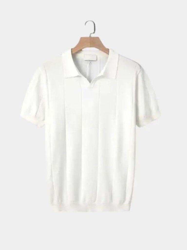 Jeremy - Blue Textured Open Collar Polo