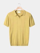 Jeremy - Blue Textured Open Collar Polo