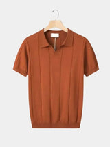 Jeremy - Blue Textured Open Collar Polo