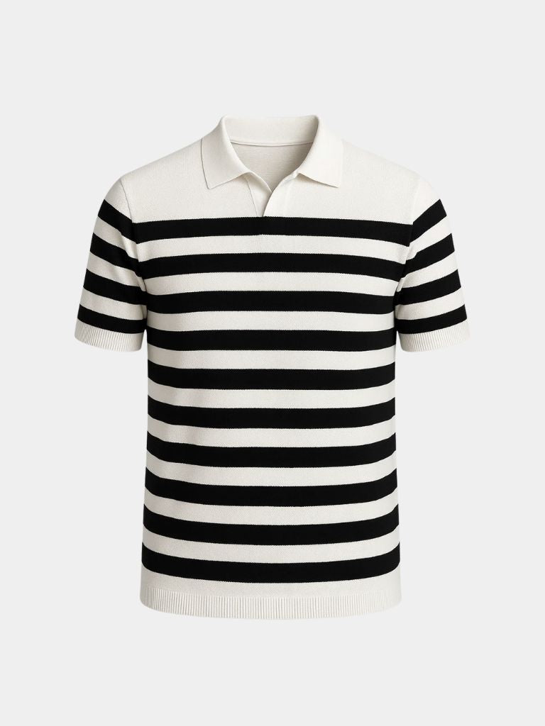 Jesse - Black and White Striped Polo