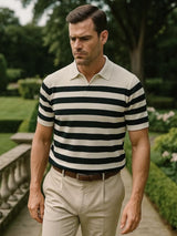 Jesse - Black and White Striped Polo