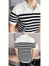 Jesse - Black and White Striped Polo