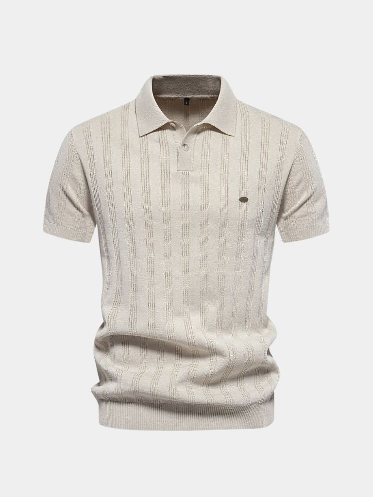 Keegan - Cream Textured Knit Polo