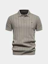 Keegan - Cream Textured Knit Polo