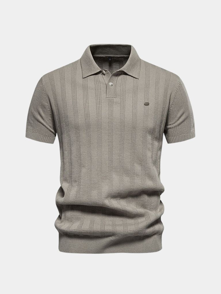 Keegan - Cream Textured Knit Polo