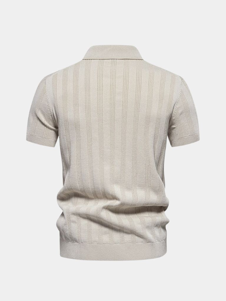 Keegan - Cream Textured Knit Polo