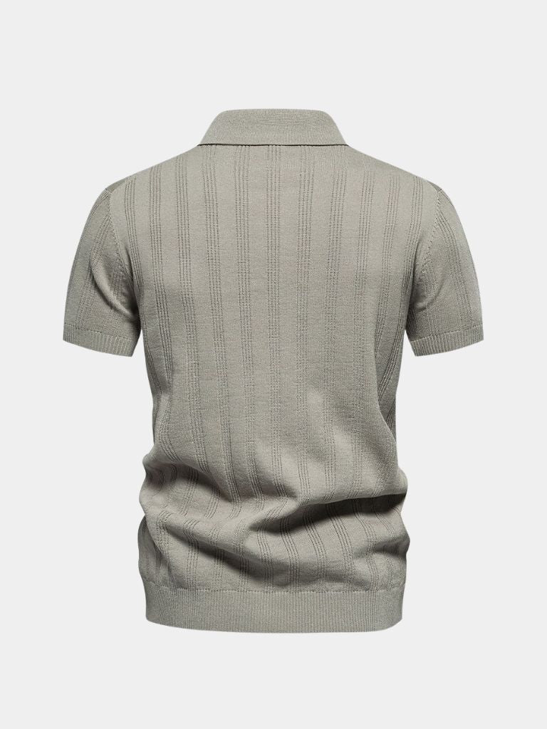 Keegan - Cream Textured Knit Polo
