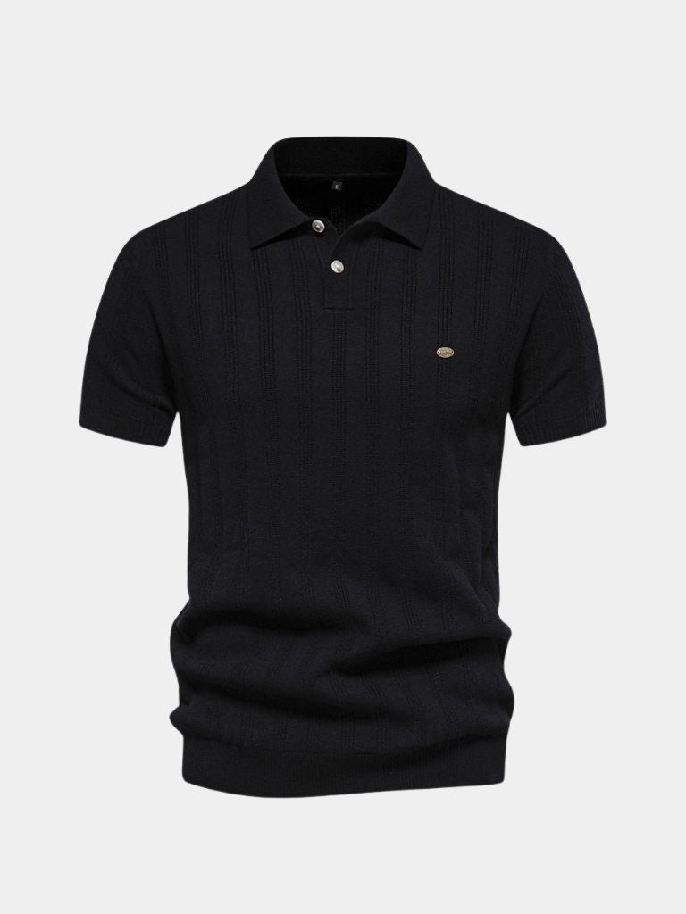 Keegan - Cream Textured Knit Polo