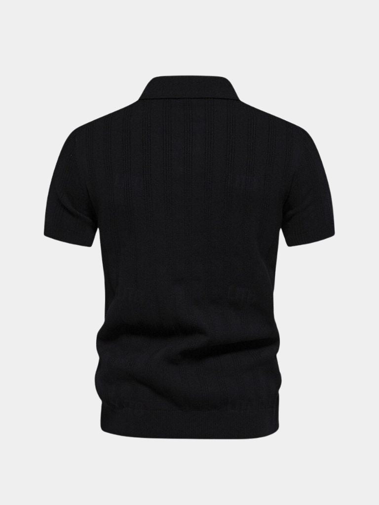 Keegan - Cream Textured Knit Polo