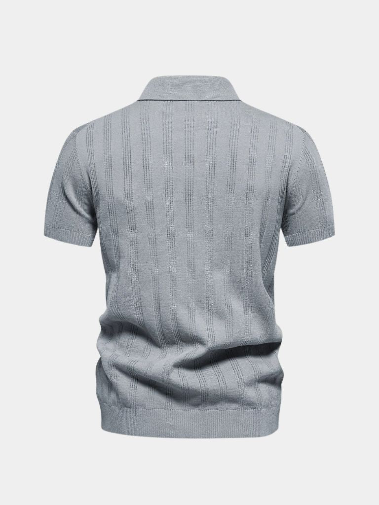 Keegan - Cream Textured Knit Polo