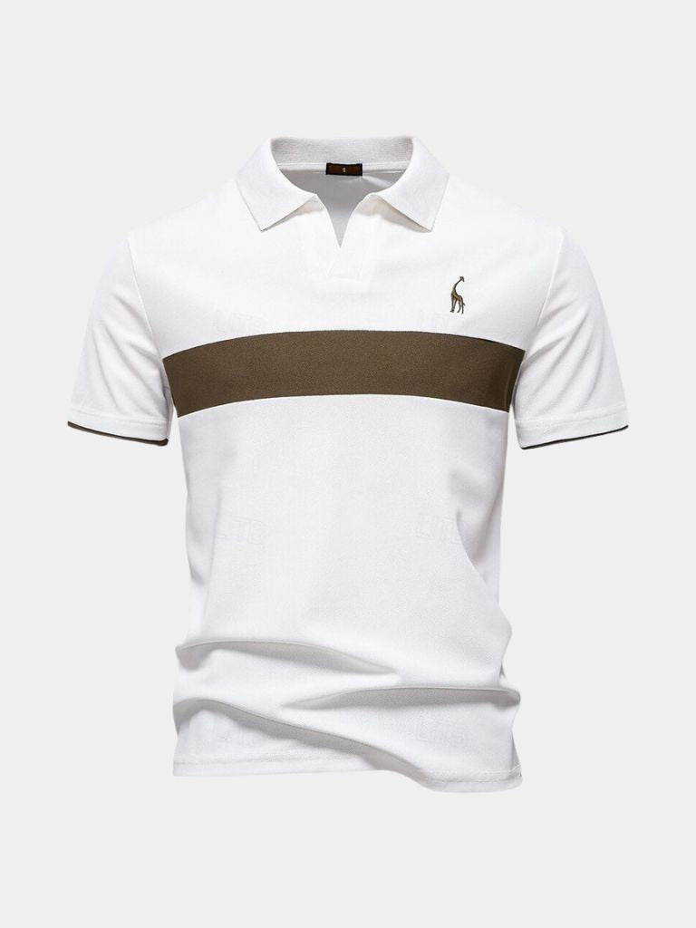 Kyle - White Polo with Contrast Stripes