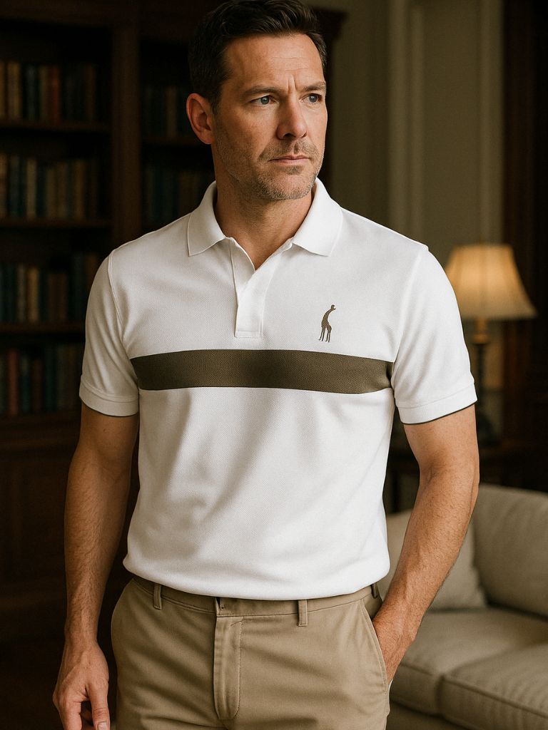 Kyle - White Polo with Contrast Stripes