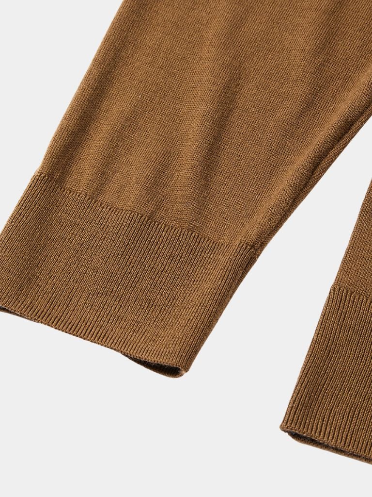 Landon - Brown Long Sleeve Open Collar Polo