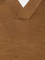 Landon - Brown Long Sleeve Open Collar Polo