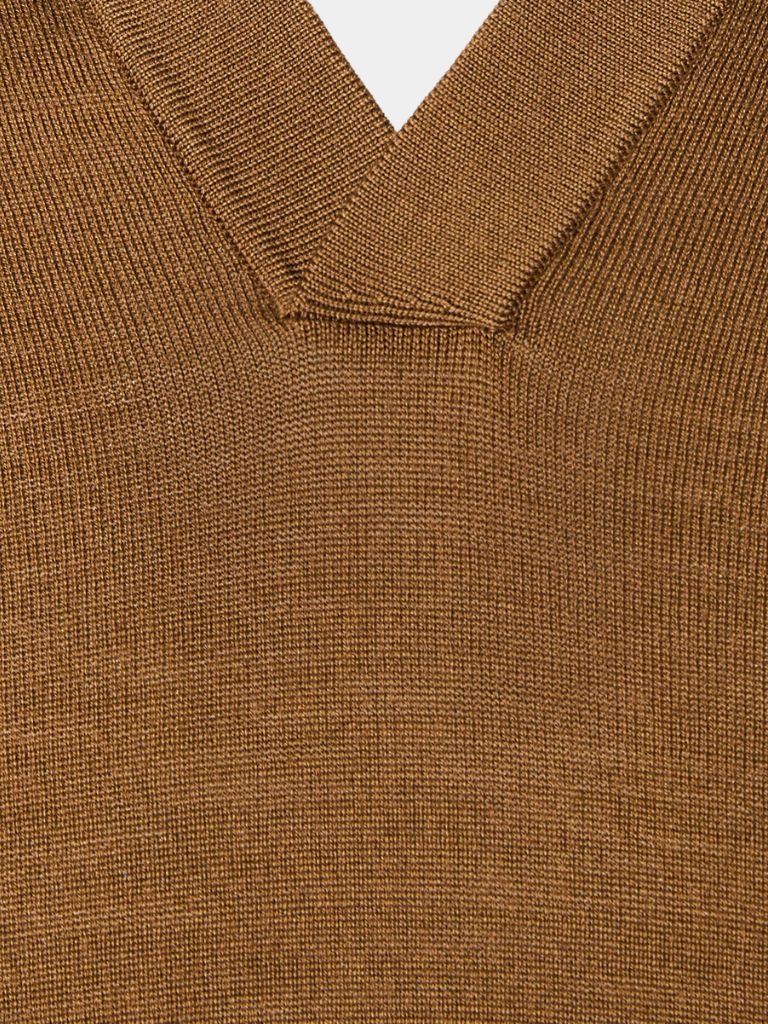 Landon - Brown Long Sleeve Open Collar Polo
