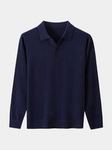 Landon - Brown Long Sleeve Open Collar Polo