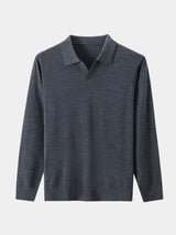 Landon - Brown Long Sleeve Open Collar Polo
