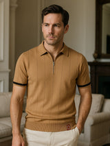 Lane - Knit Zip Collar Polo