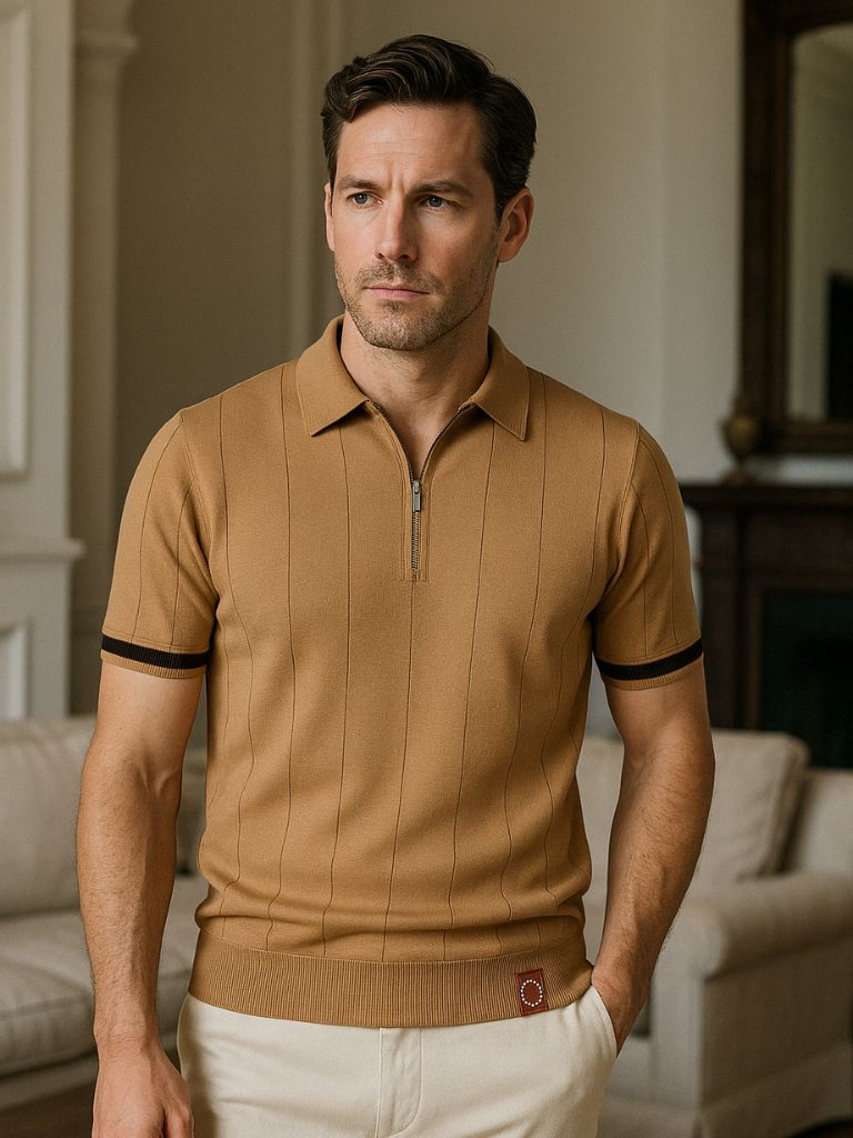Lane - Knit Zip Collar Polo