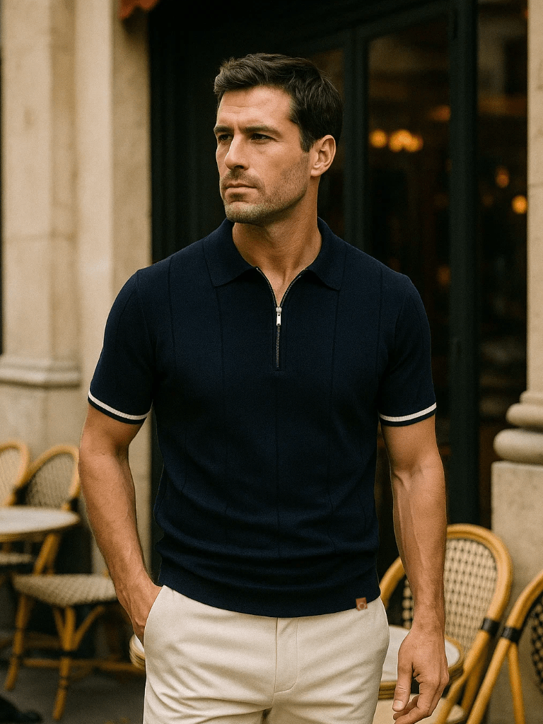 Lane - Knit Zip Collar Polo