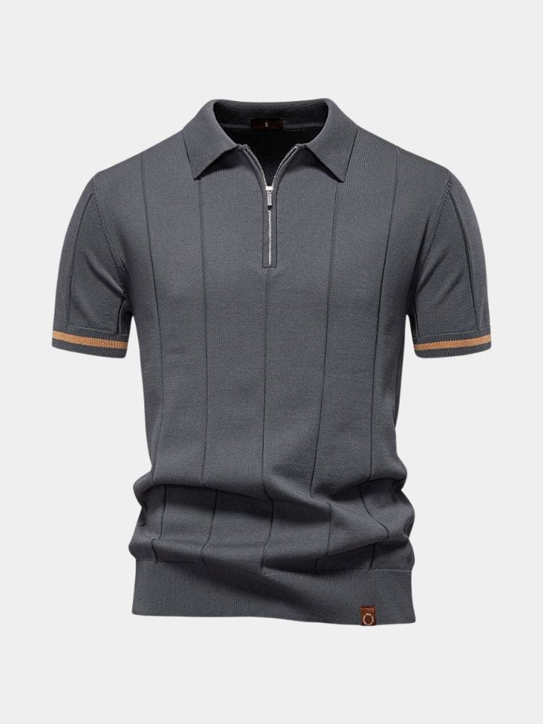 Lane - Knit Zip Collar Polo