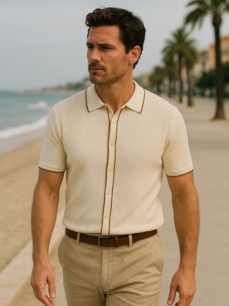Parker - Cream Knit Zip Polo