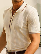 Parker - Cream Knit Zip Polo