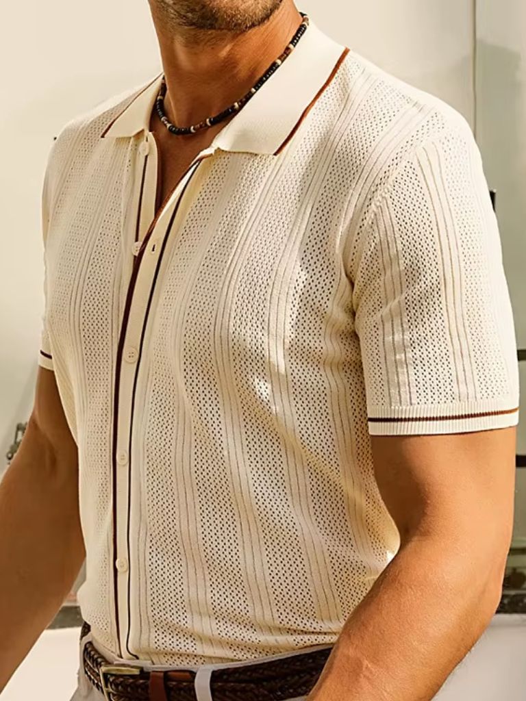 Parker - Cream Knit Zip Polo