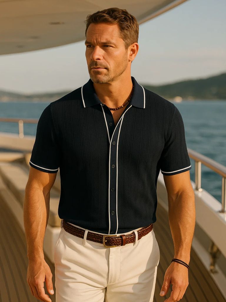 Parker - Cream Knit Zip Polo