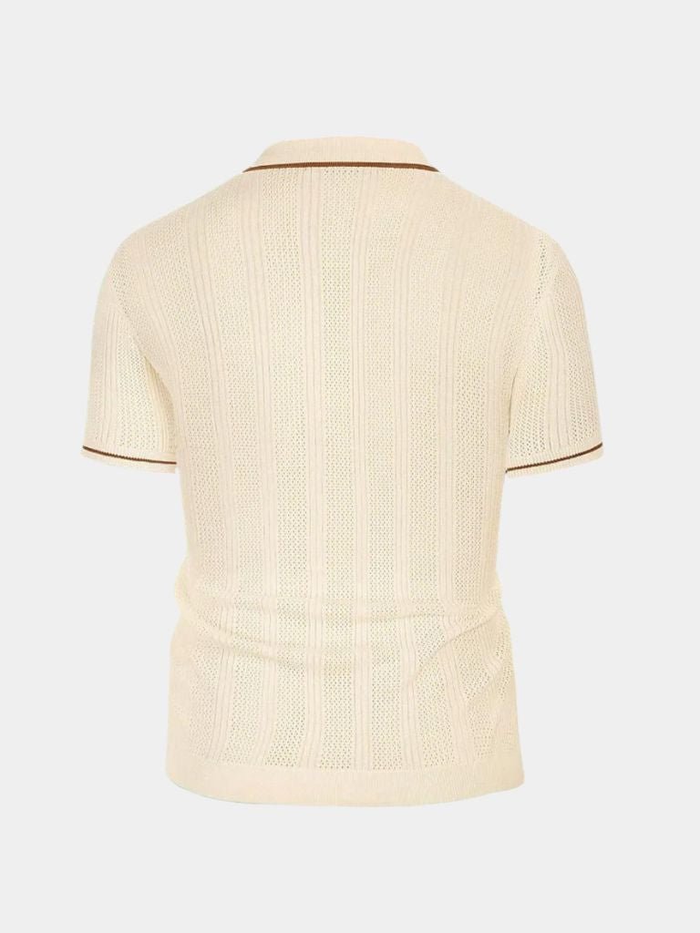 Parker - Cream Knit Zip Polo