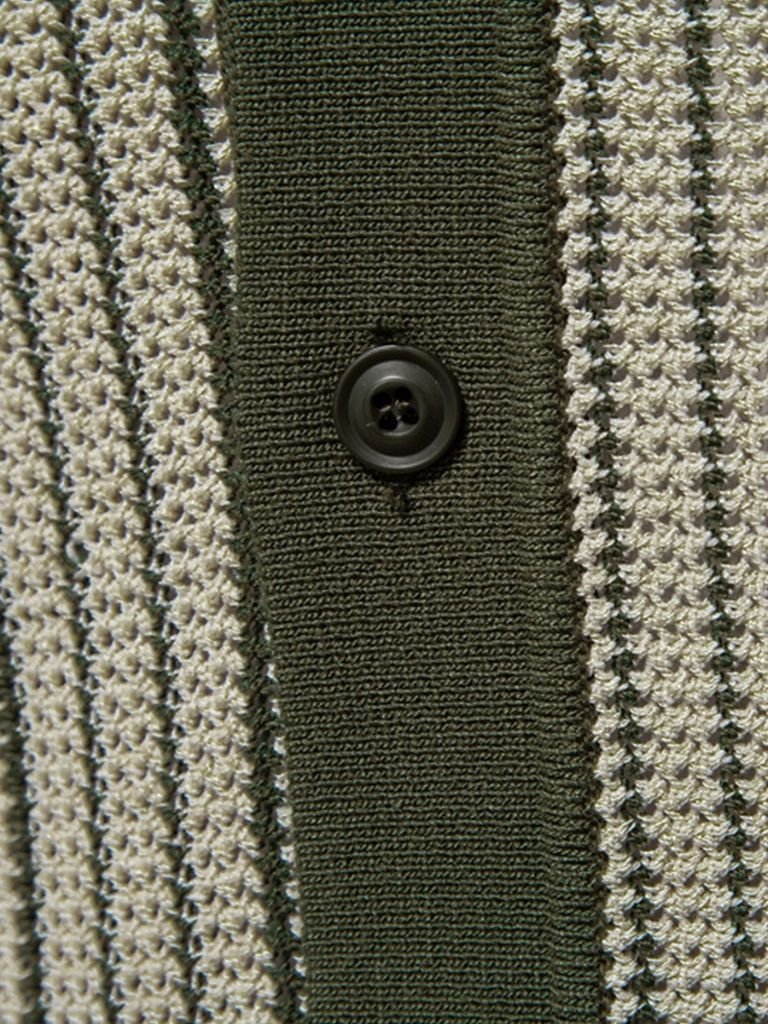 Quinn - Striped Knit Polo with Button Placket