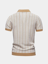 Quinn - Striped Knit Polo with Button Placket