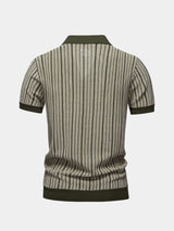 Quinn - Striped Knit Polo with Button Placket