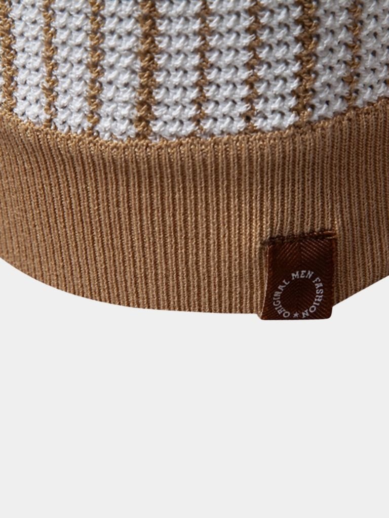 Quinn - Striped Knit Polo with Button Placket
