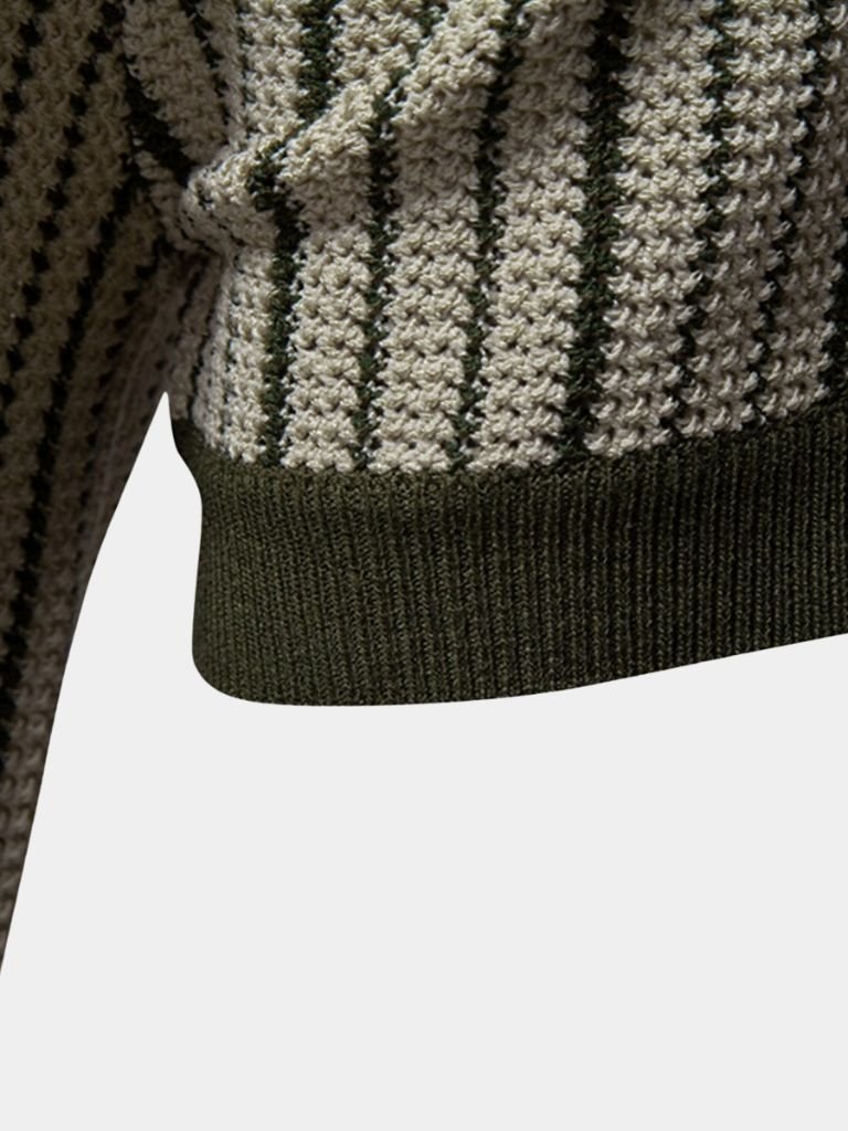 Quinn - Striped Knit Polo with Button Placket
