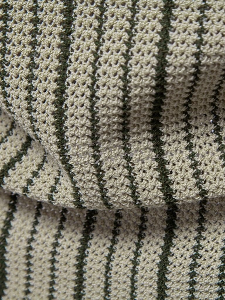 Quinn - Striped Knit Polo with Button Placket