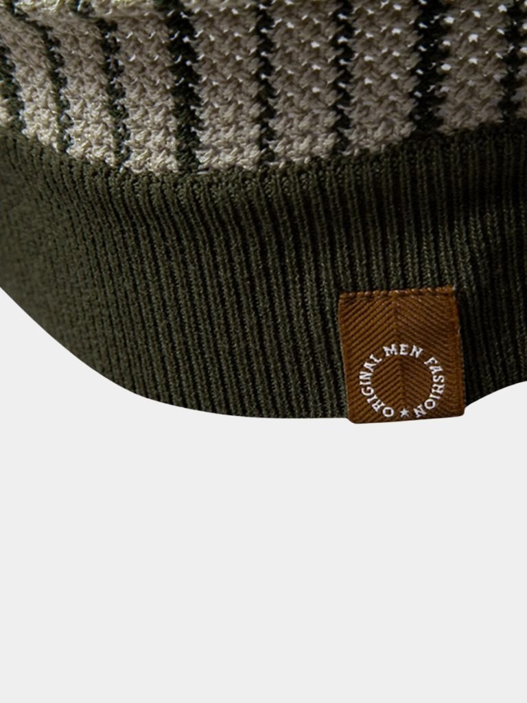 Quinn - Striped Knit Polo with Button Placket