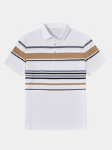 Riley - White Polo with Multicolour Stripes