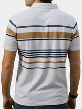 Riley - White Polo with Multicolour Stripes