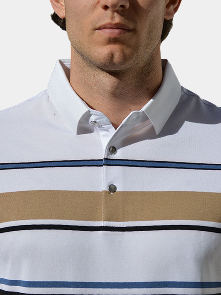 Riley - White Polo with Multicolour Stripes