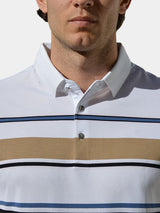 Riley - White Polo with Multicolour Stripes